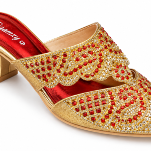 FIAAMZY Royal Red & Gold Embellished Women Sandals 