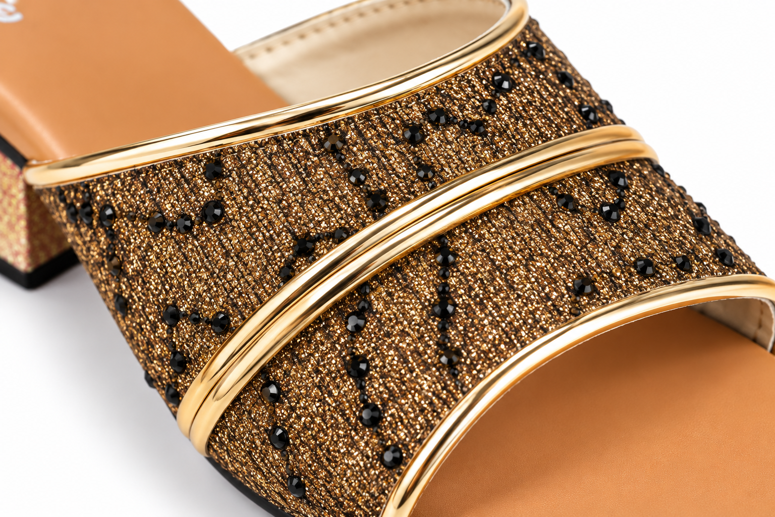 fiaamzy women’s golden glitter embellished open toe block heel mule sandals fiaamzy women’s golden glitter embellished open toe block heel mule sandals